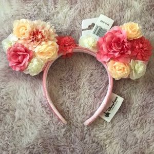 🌸 Floral Pink Micky Ears - NWT 🌸